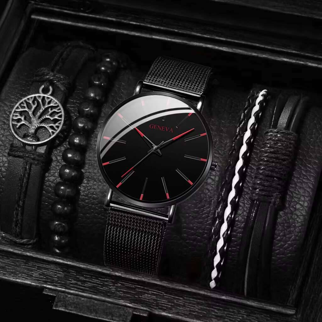5PCS/Set Luxury Men Business W - Luxury Watch All Black ulasan dan harga