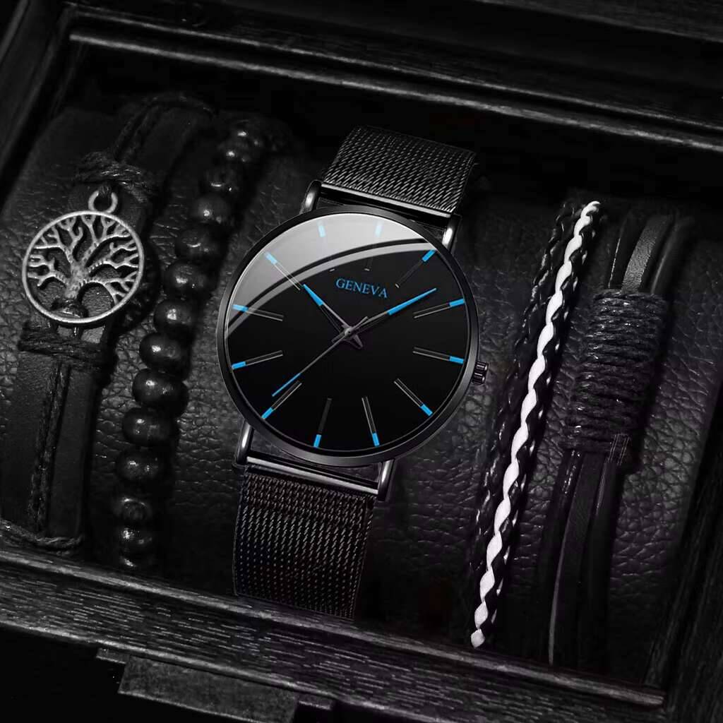 5PCS/Set Luxury Men Business W - Luxury Watch All Black ulasan dan harga