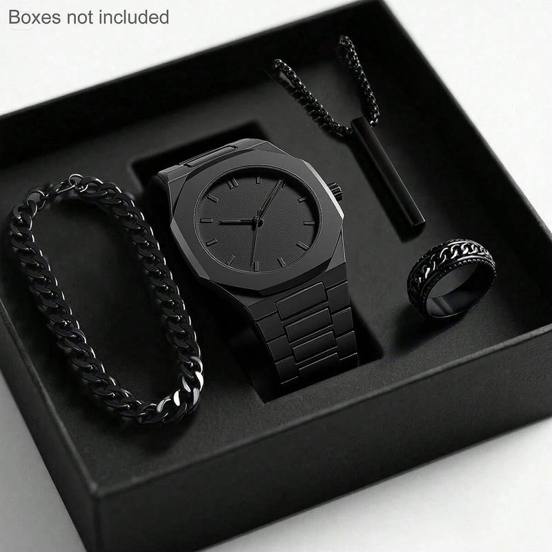 2026 Mens Light Luxury Quartz  - Luxury Watch All Black ulasan dan harga
