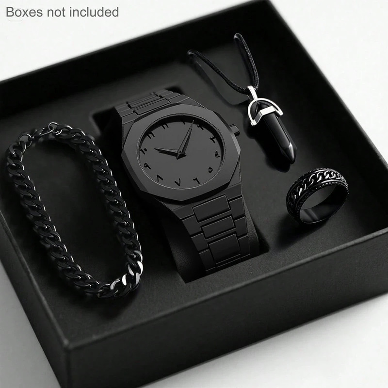 2026 Mens Light Luxury Quartz  - Luxury Watch All Black ulasan dan harga