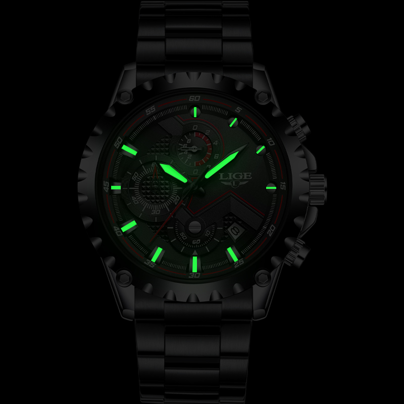 LIGE Top Brand Luxury Mens Fas - Luxury Watch All Black ulasan dan harga