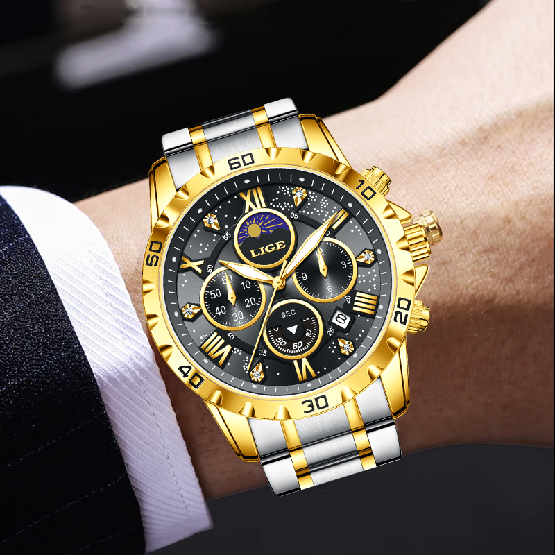 LIGE Top Brand Luxury Quartz M - Luxury Watch Box ulasan dan harga