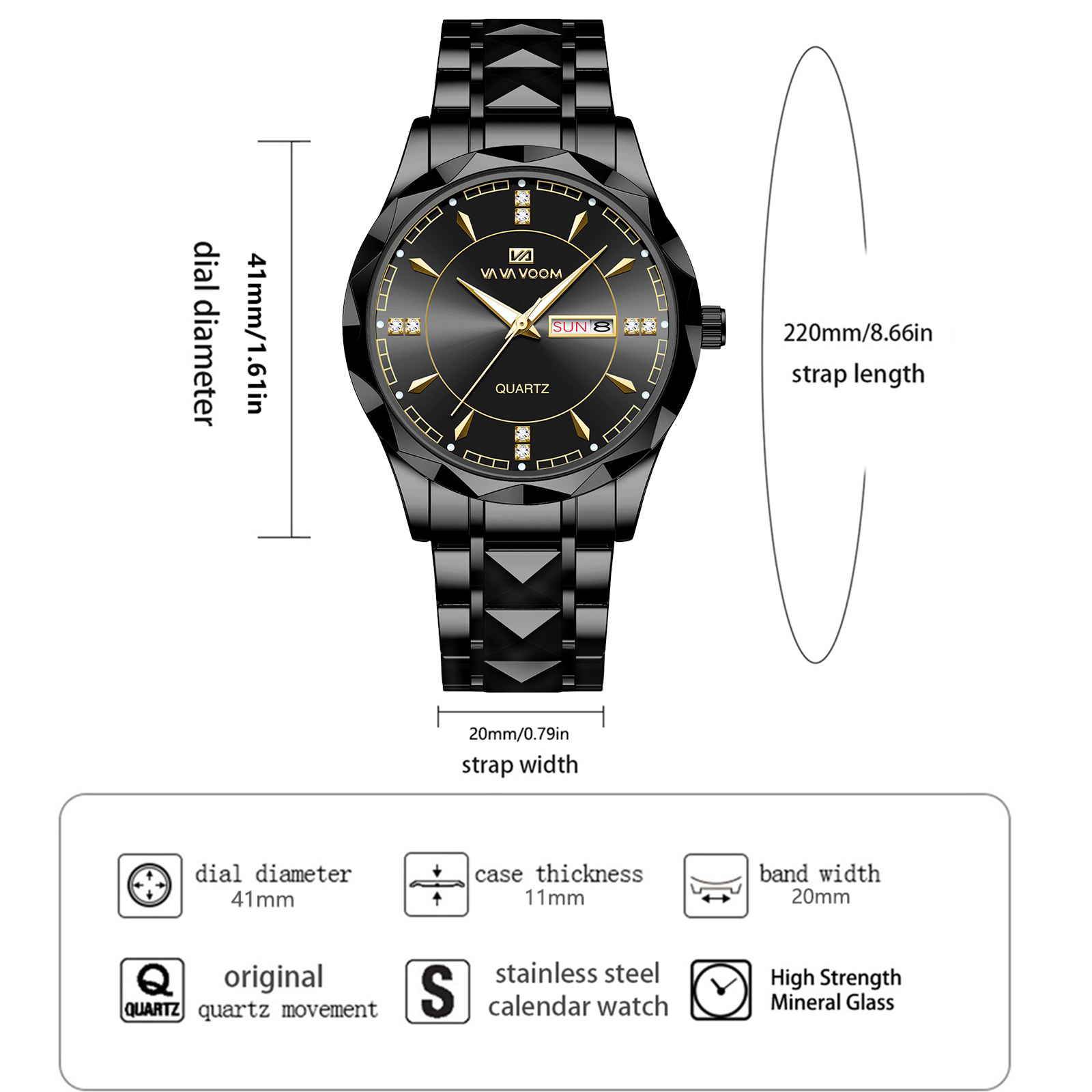 VA VA VOOM Men Stainless Steel - Luxury Watch All Black ulasan dan harga