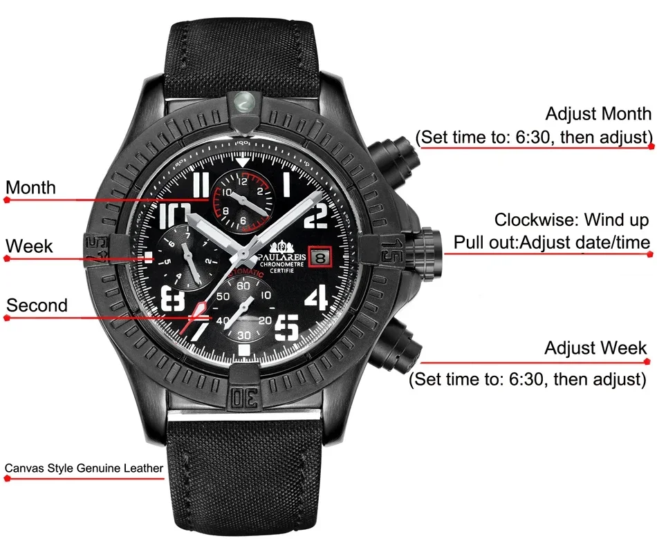 Automatic Mens Watch Self Wind - Luxury Watch All Black ulasan dan harga
