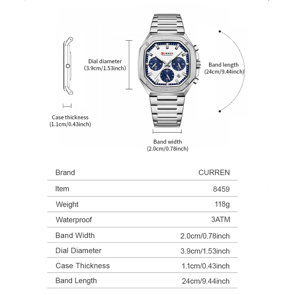 CURREN Luxury Square Chrono Wa - Luxury Watch Square ulasan dan harga