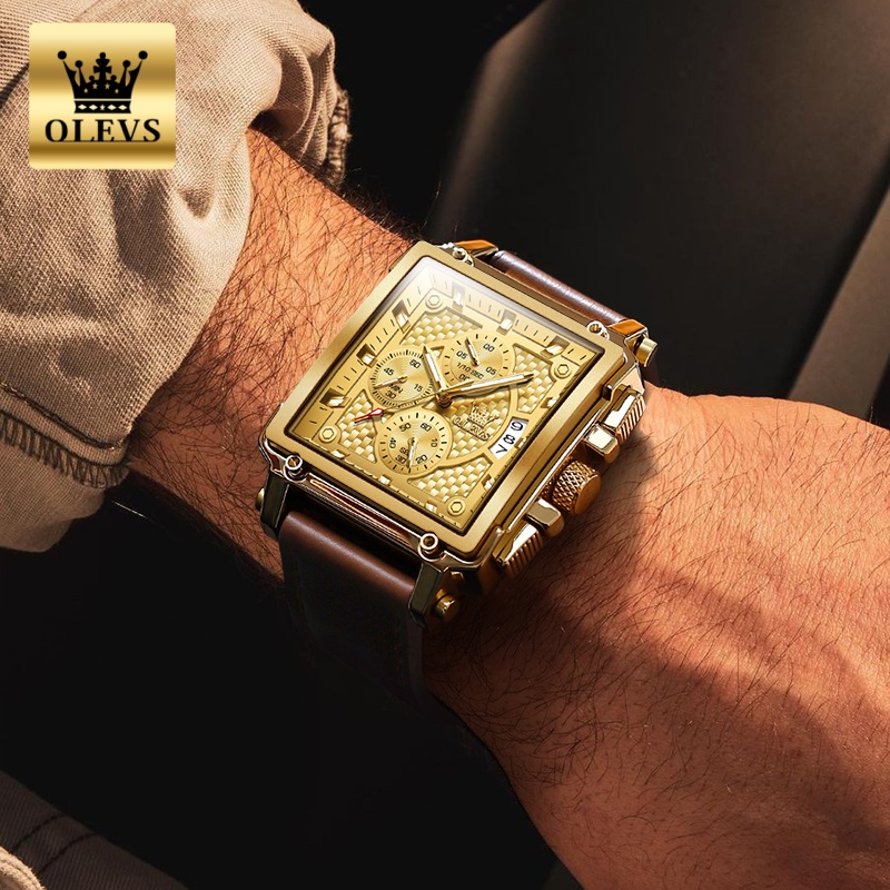 OLEVS Brand Mens Watches Water - Luxury Watch Square ulasan dan harga