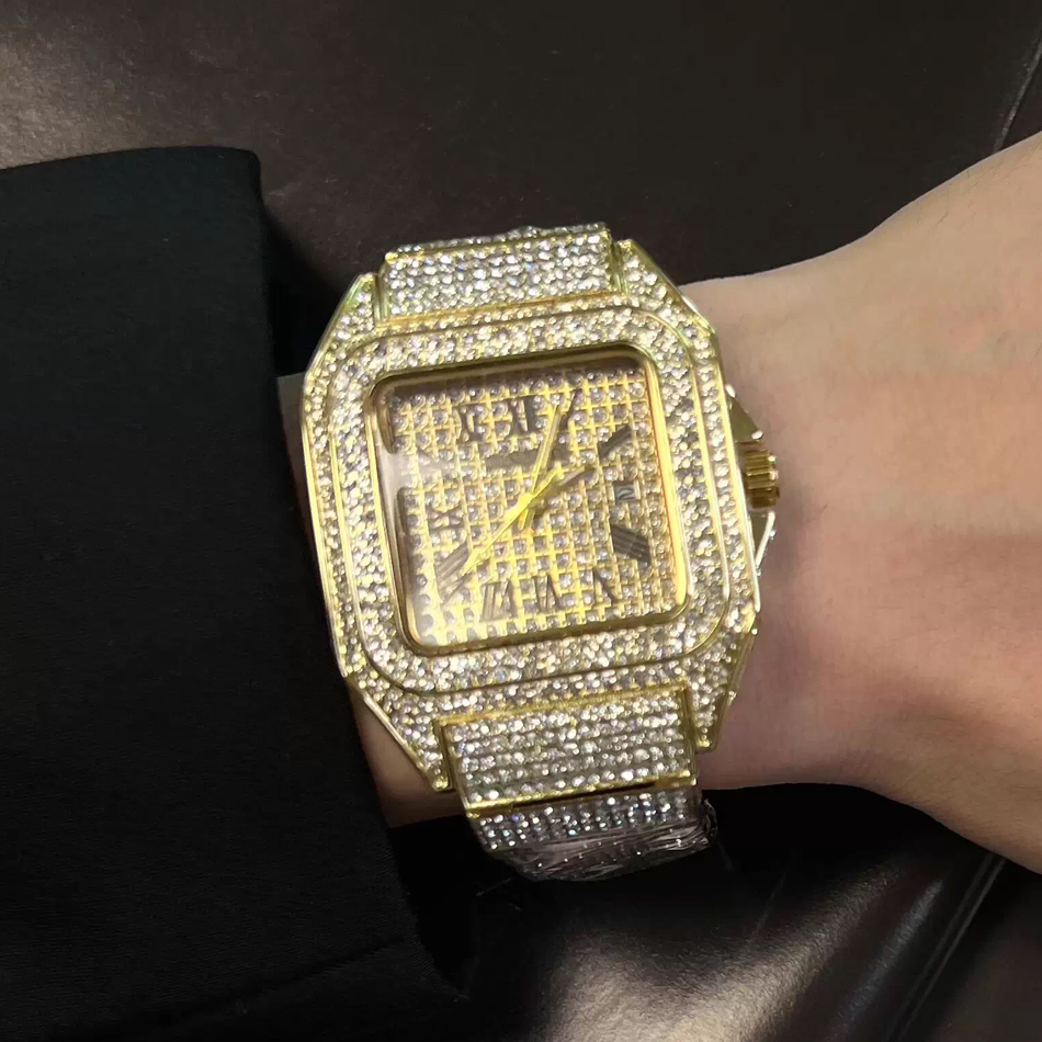 Gold or Black Watch Ice Out Sq - Luxury Watch All Black ulasan dan harga