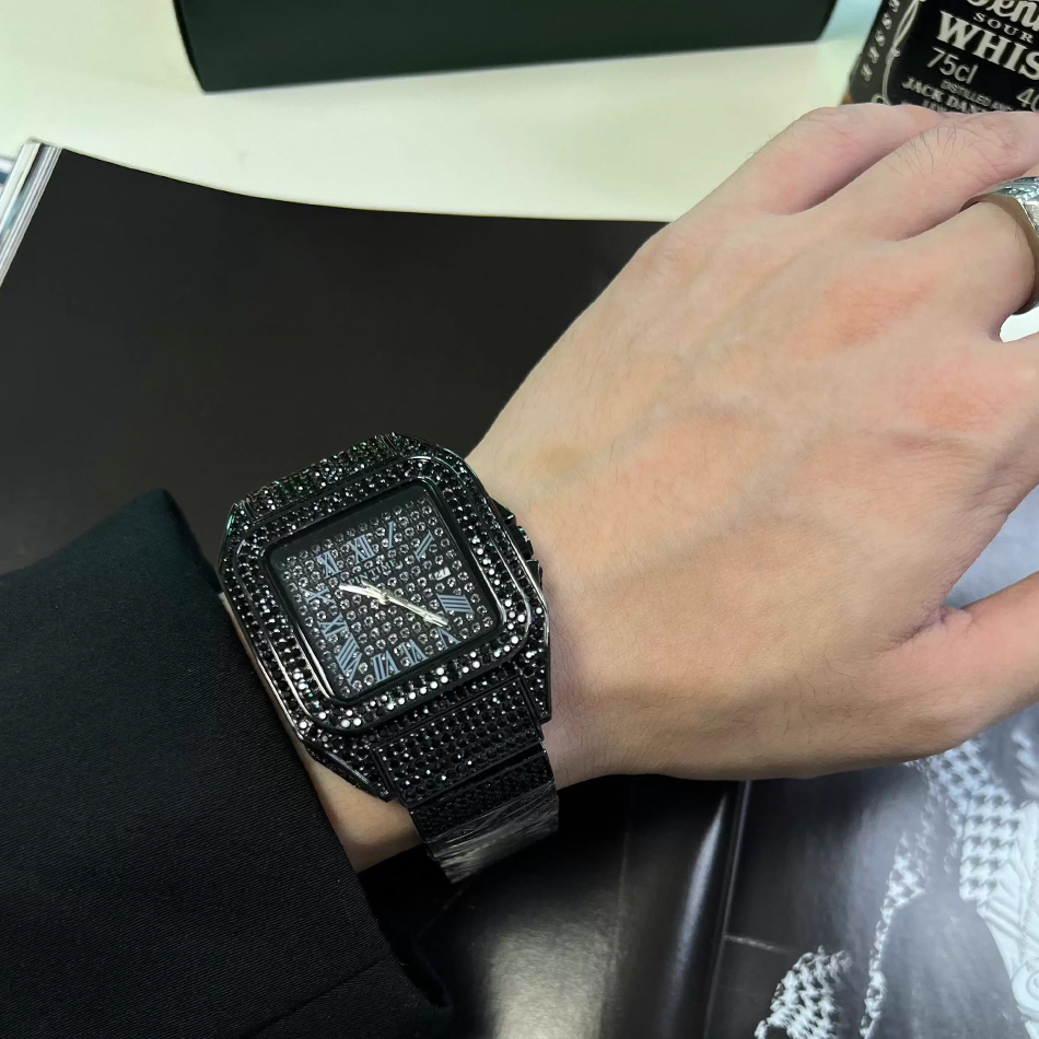 Gold or Black Watch Ice Out Sq - Luxury Watch All Black ulasan dan harga